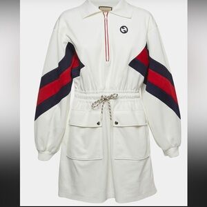 Gucci White Knit Interlocking G Web
Detailed Mini Polo Dress/top